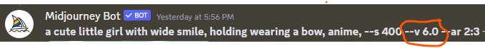 midjourney settings version parameter to prompt